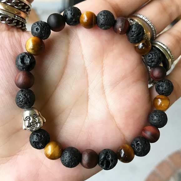 Genuine Lava rock golden & red tiger eye + buddha - Picture 4 of 8